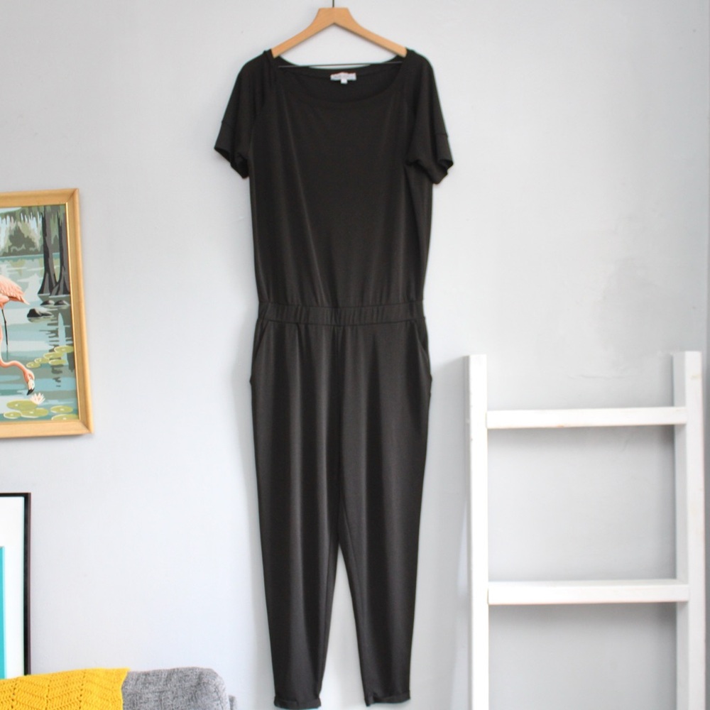 Michael Star Evereve Black Short Sleeve Off The Shoulder Jumpsuit Size Medium - Picture 4 of 7